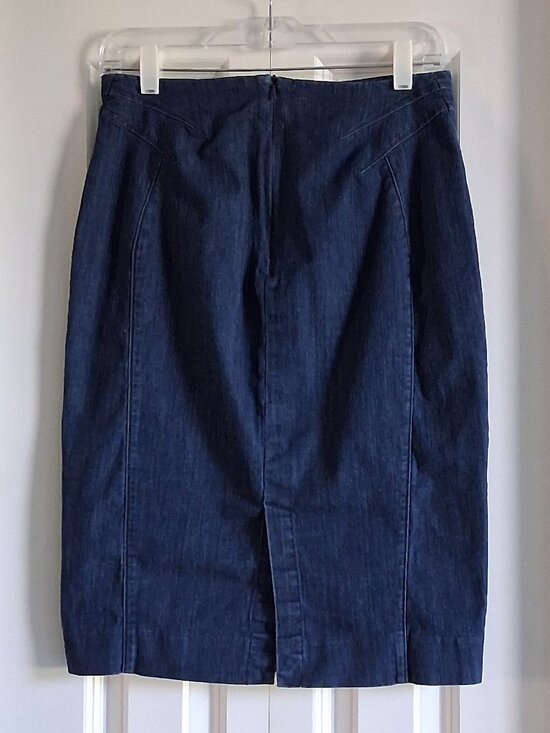 White House Black Market Blue Denim Pencil Skirt Women's Size 4 - Picture 4 of 16